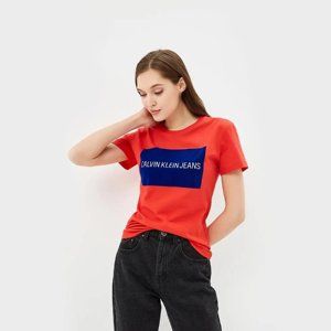 Calvin Klein dámské červené tričko Institutional - XL (676)